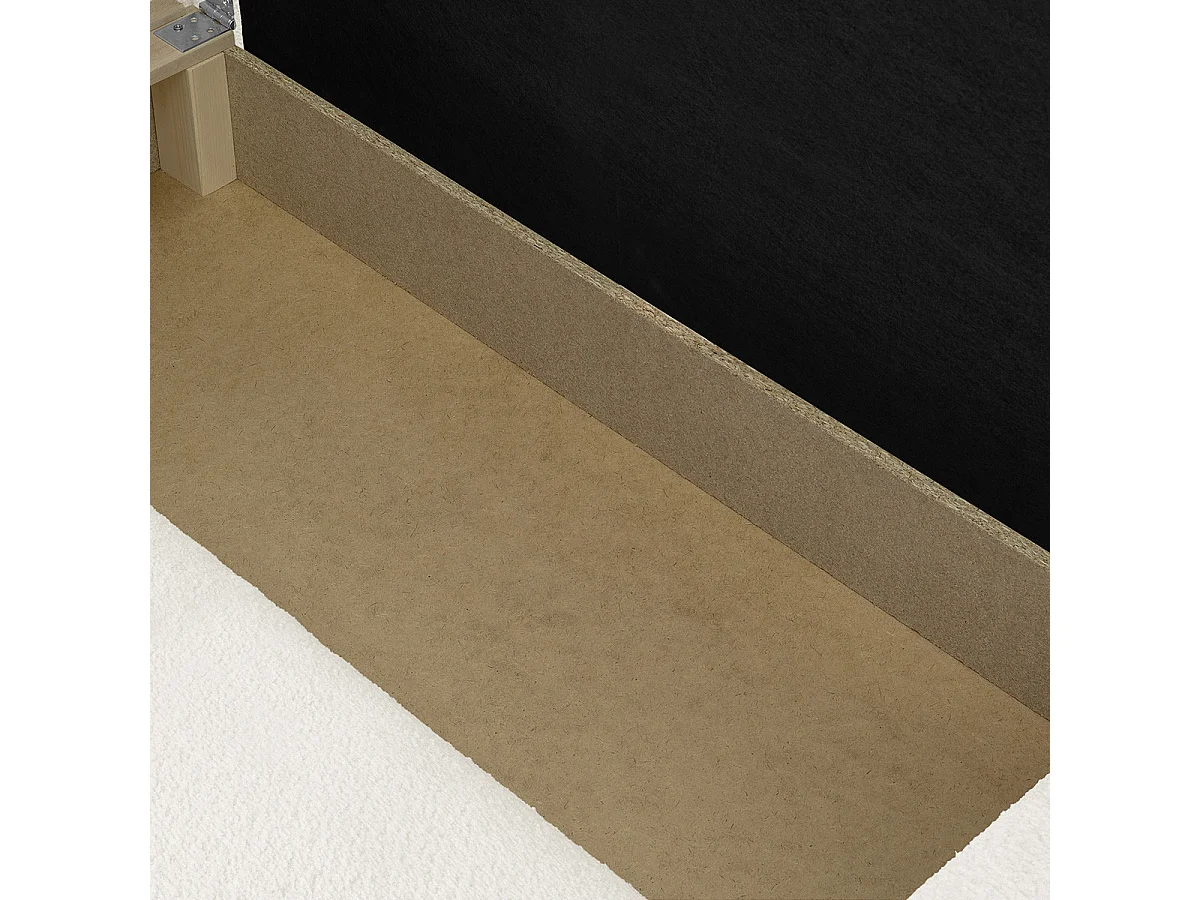 Canapé d'angle convertible réversible 4 places avec coffre de rangement en tissu bouclé beige - Livia