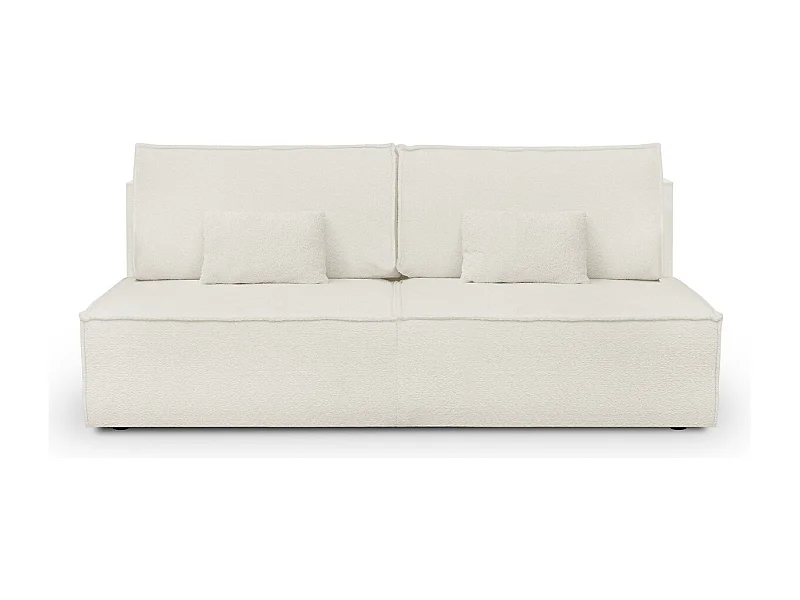 Canapé convertible 3 places avec coffre de rangement en tissu bouclé beige - Milla