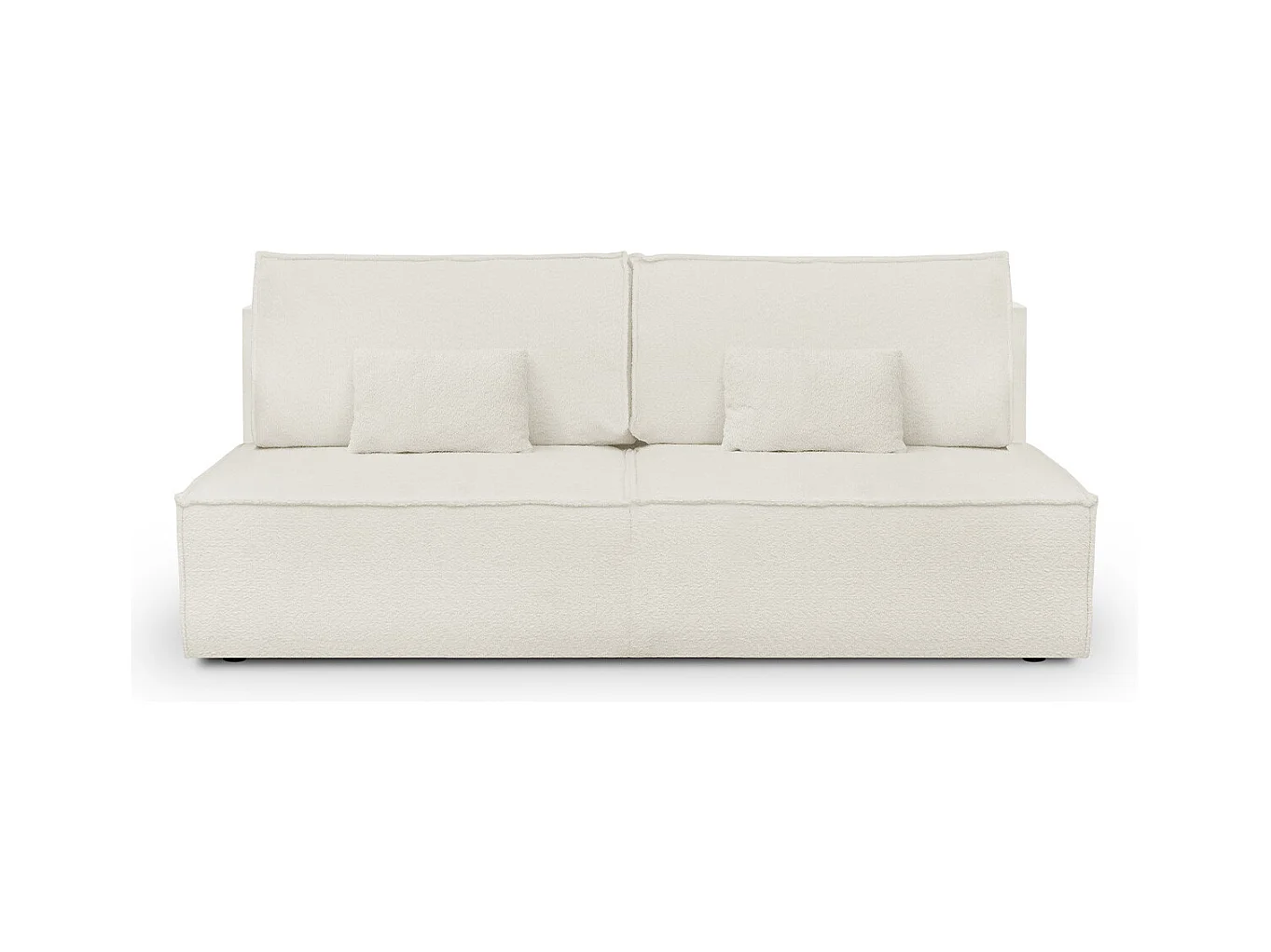 Canapé convertible 3 places avec coffre de rangement en tissu bouclé beige - Milla