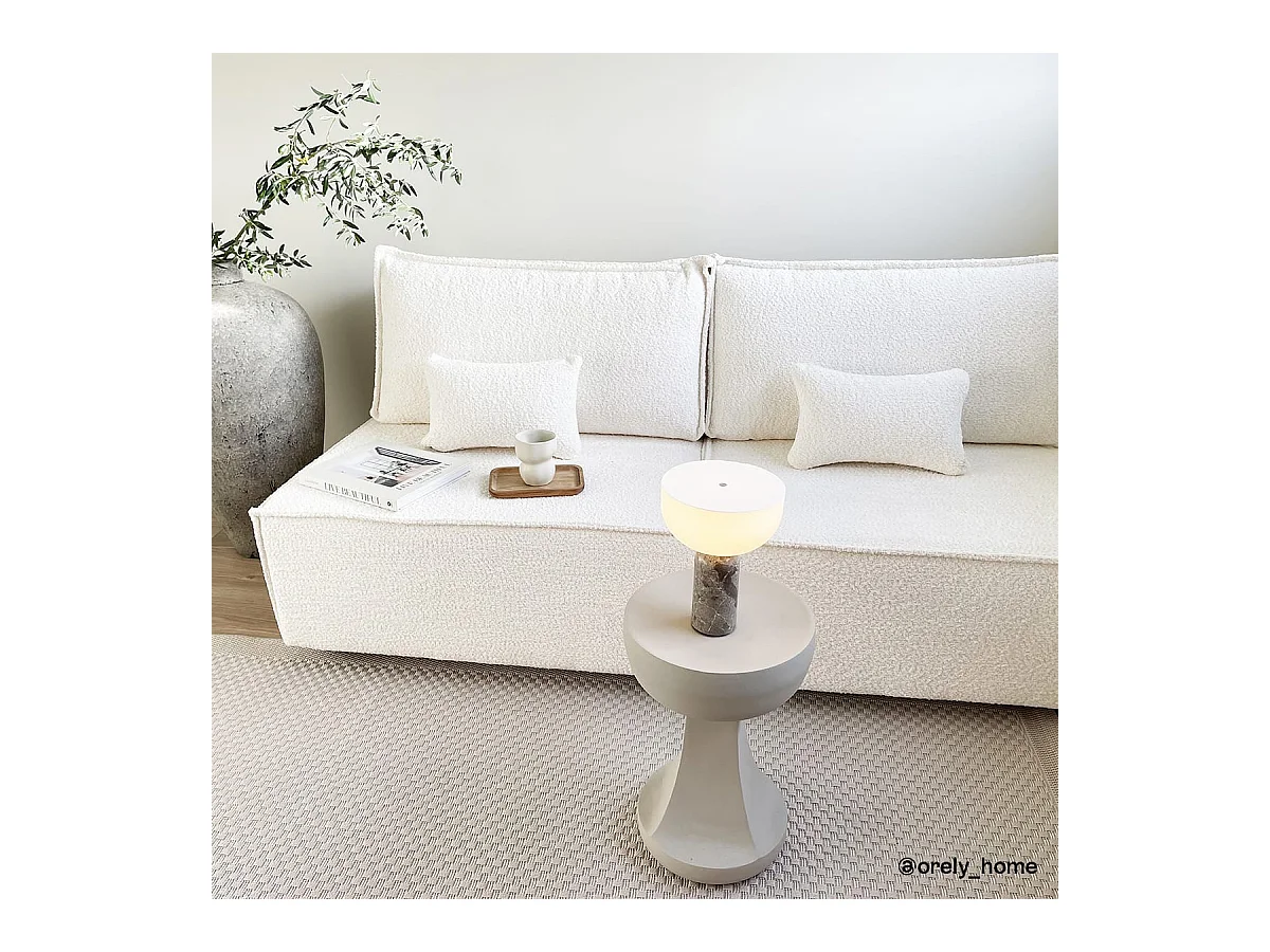 Canapé convertible 3 places avec coffre de rangement en tissu bouclé beige - Milla