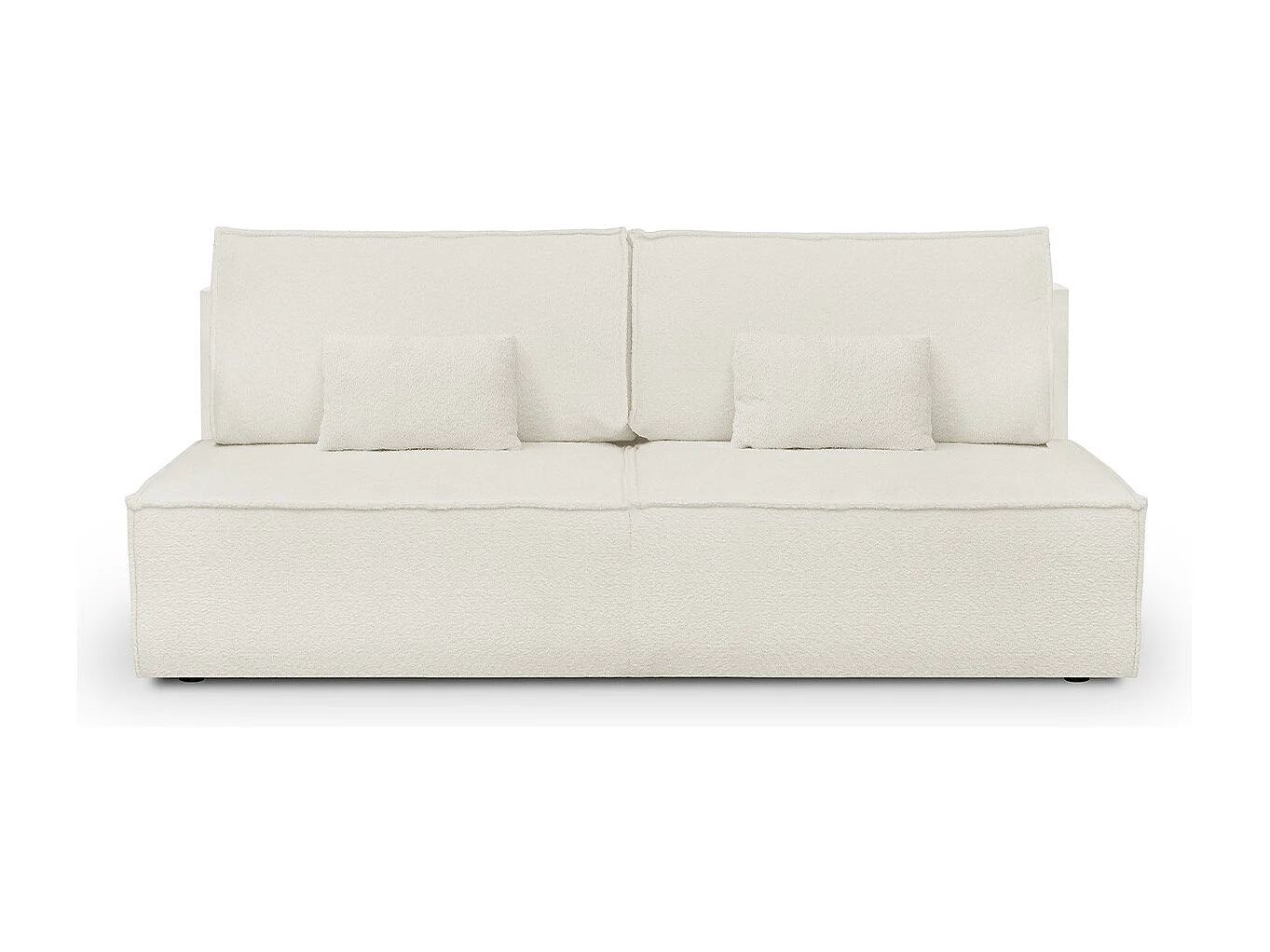 Canapé convertible 3 places avec coffre de rangement en tissu bouclé beige - Milla