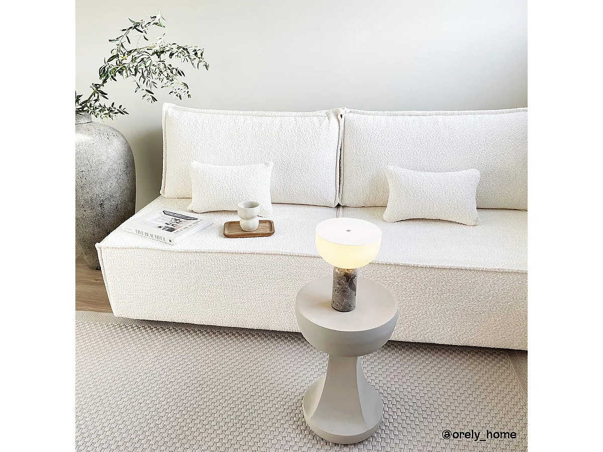 Canapé convertible 3 places avec coffre de rangement en tissu bouclé beige - Milla