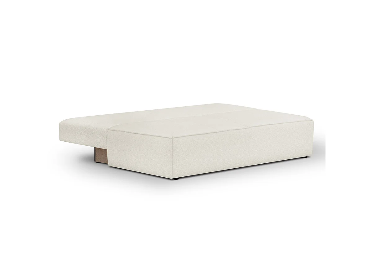 Canapé convertible 3 places avec coffre en tissu bouclette beige MILLA