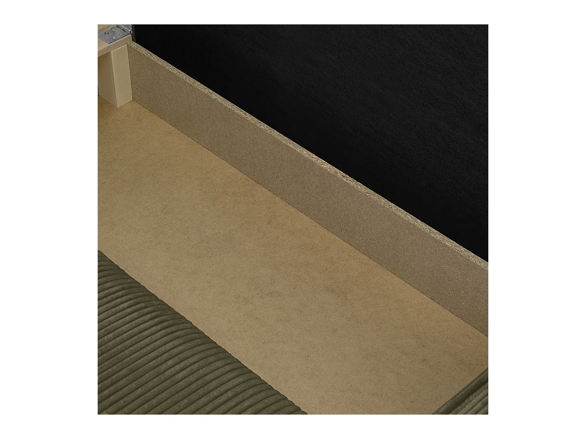 Canapé d'angle convertible réversible 4 places avec coffre de rangement en velours côtelé vert kaki - Livia