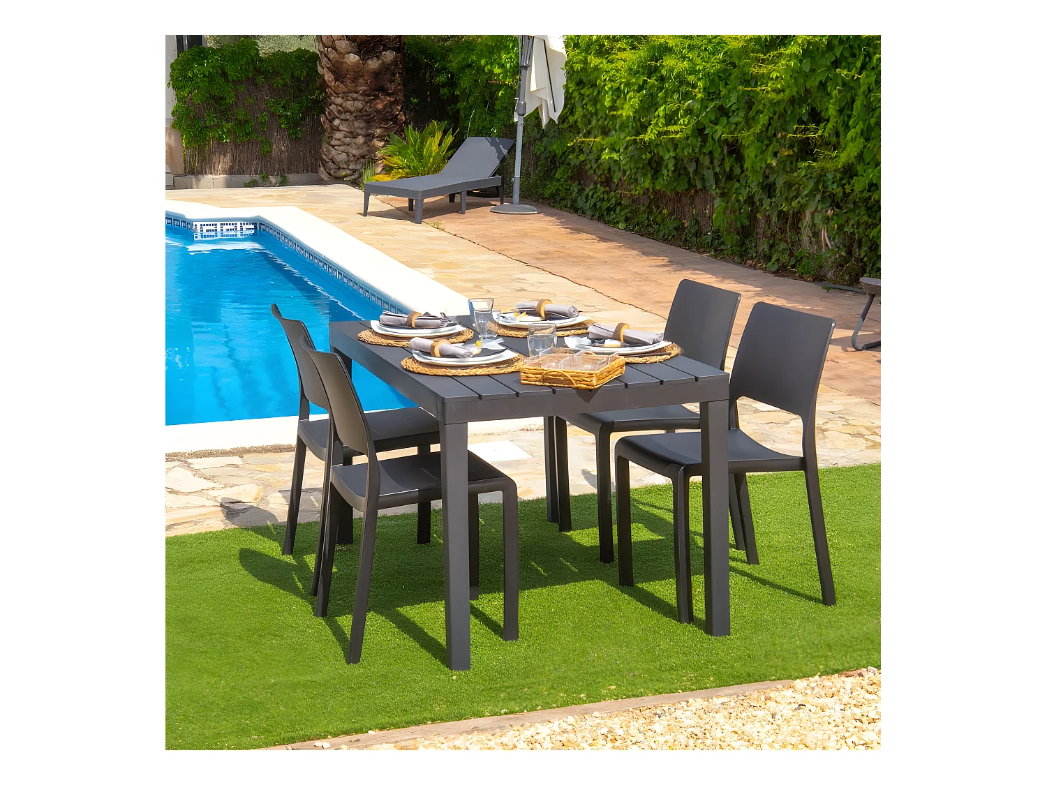 Mesa de exterior Ohana Antracita