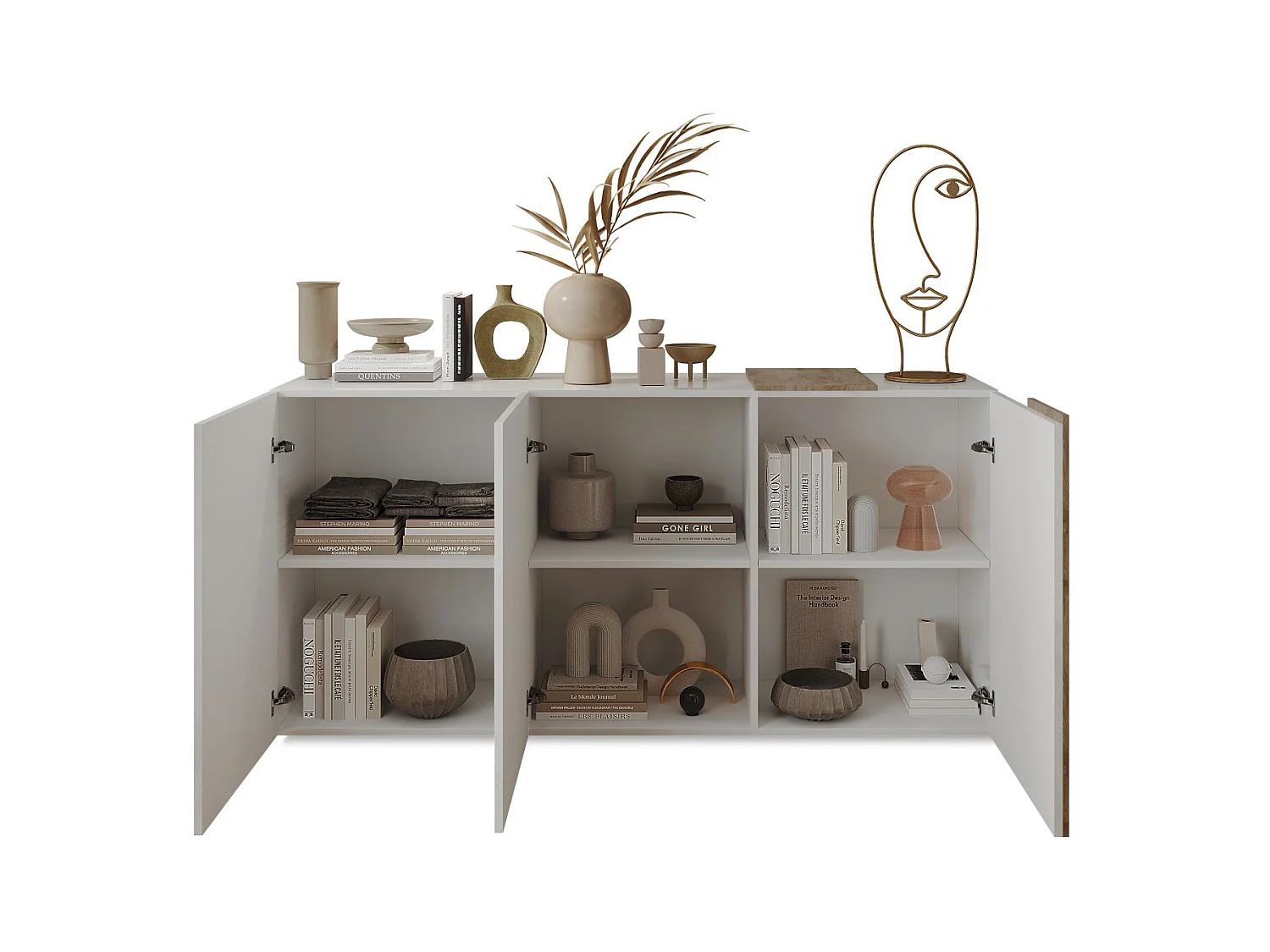Credenza con 3 ante Bianco e Naturale chiaro - CAYNO