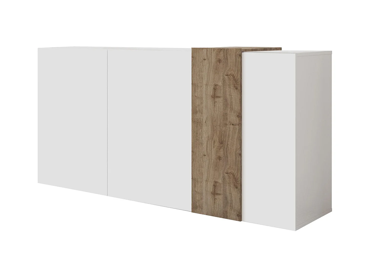 Aparador con 3 puertas - Blanco y natural claro - CAYNO