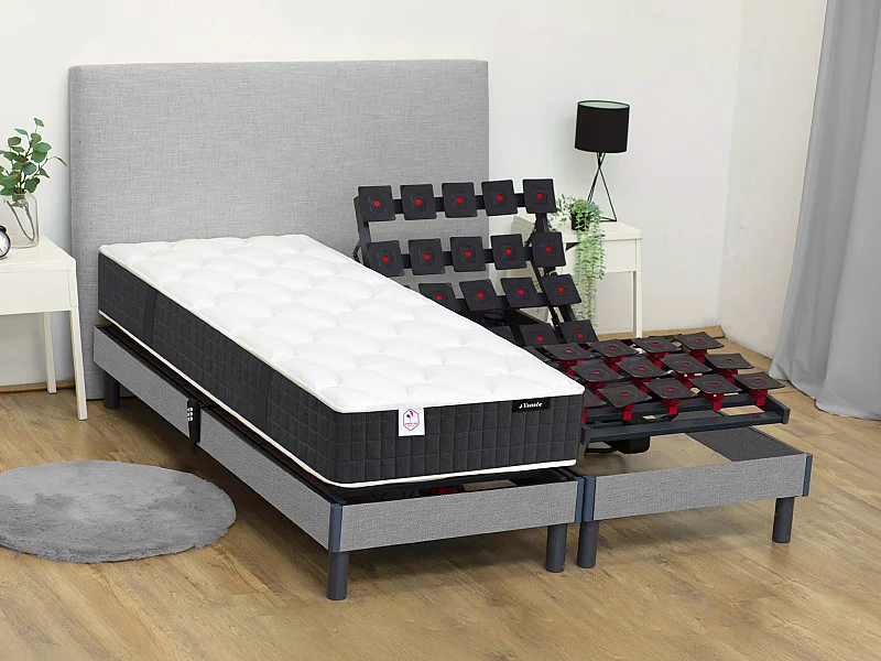 Matelas de relaxation 90 x 200 cm ressorts ensachés et mémoire de forme ép.24cm - PAROX II de YSMÉE