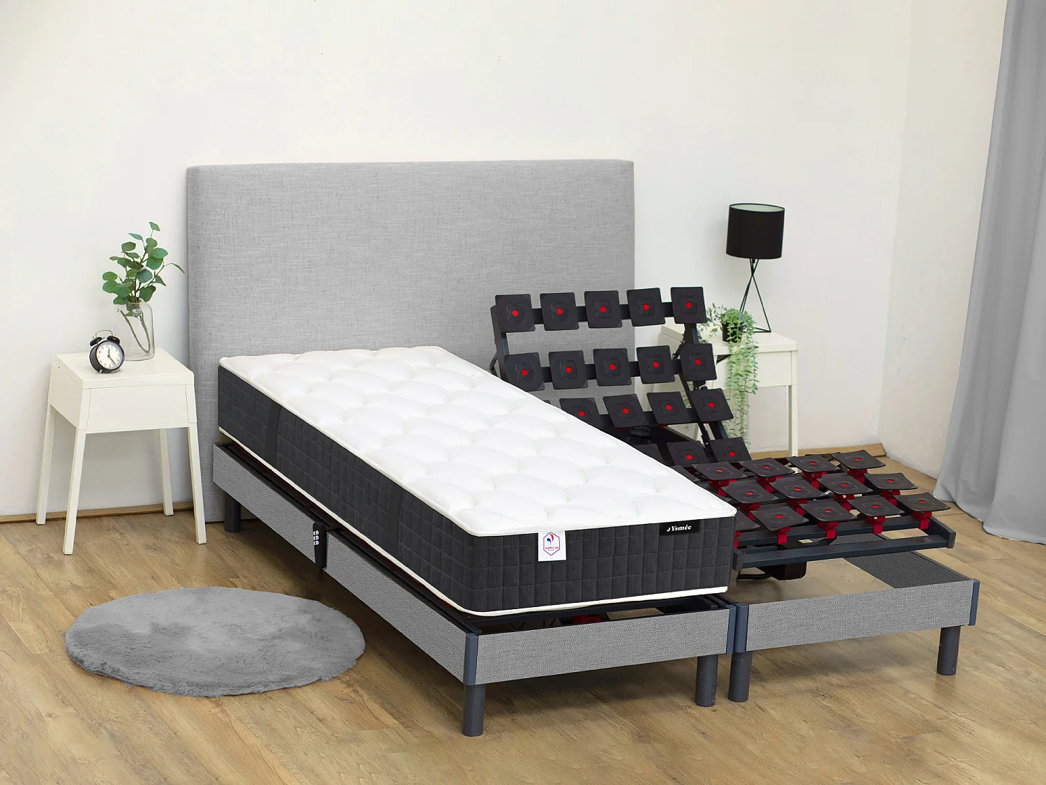 Matelas de relaxation 90 x 200 cm ressorts ensachés et mémoire de forme ép.24cm - PAROX II de YSMÉE
