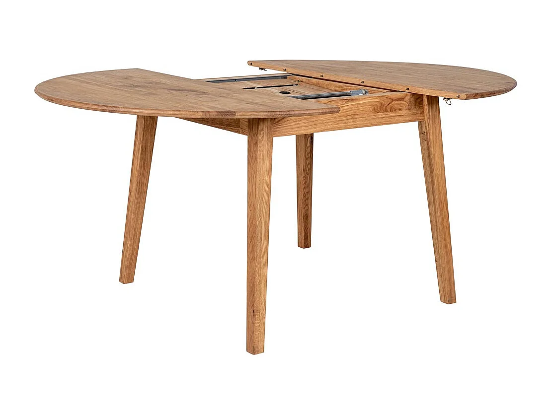 Metz table de salle à manger avec plateaux supplémentaires extenstible papillon 118x118/158cm chêne huilé.