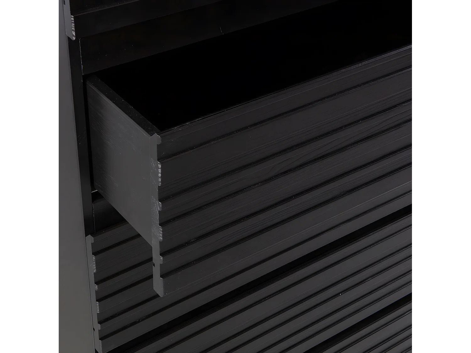 Jente - Commode 5 tiroirs en bois massif de pin - Noir