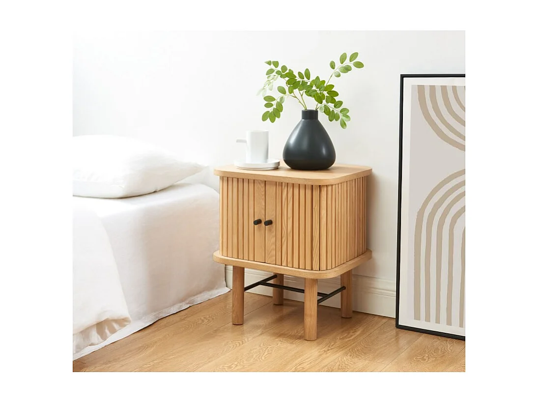 Table de chevet ERNEST frêne portes tambour