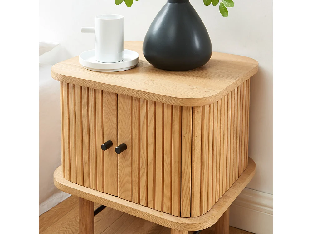 Table de chevet ERNEST frêne portes tambour