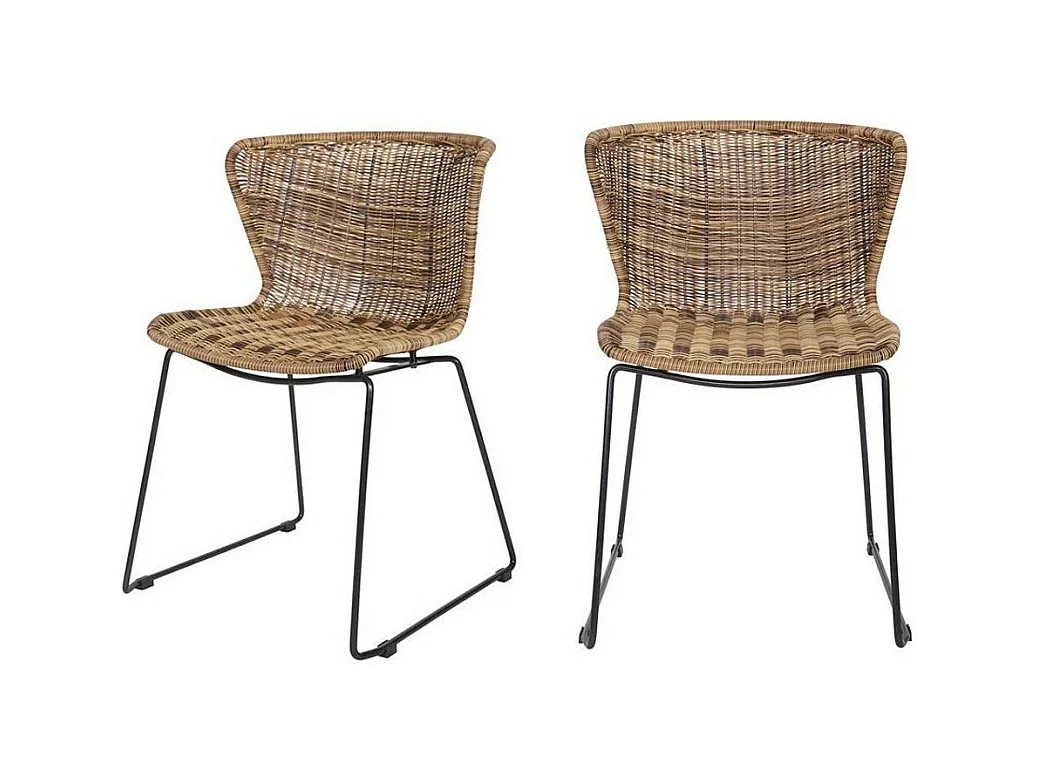 Wings - Lot de 2 chaises indoor/outdoor en résine tressée - Naturel