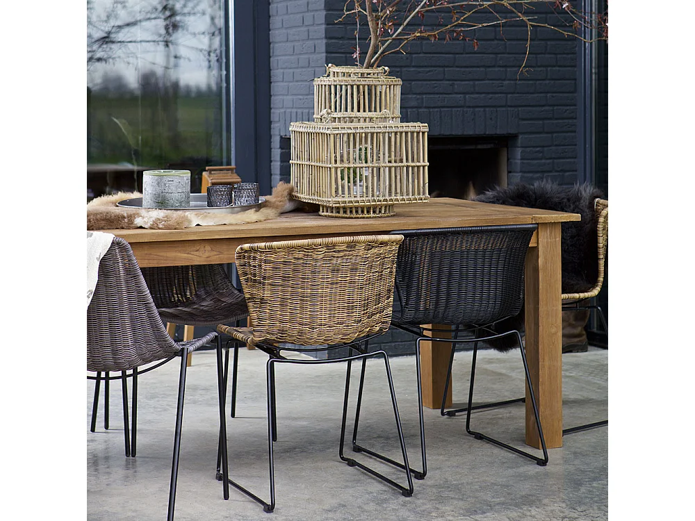 Wings - Lot de 2 chaises indoor/outdoor en résine tressée - Naturel