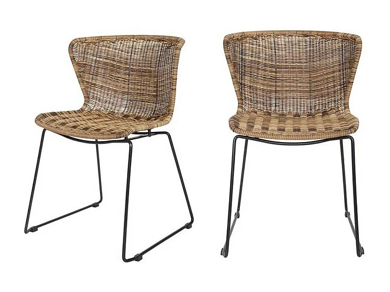 Wings - Lot de 2 chaises indoor/outdoor en résine tressée - Naturel