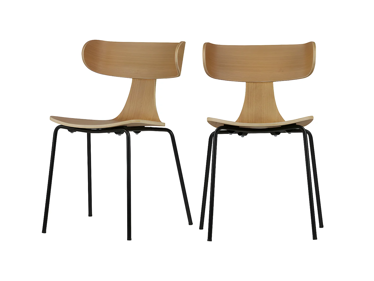 Form - Lot de 2 chaises design empilables - Naturel