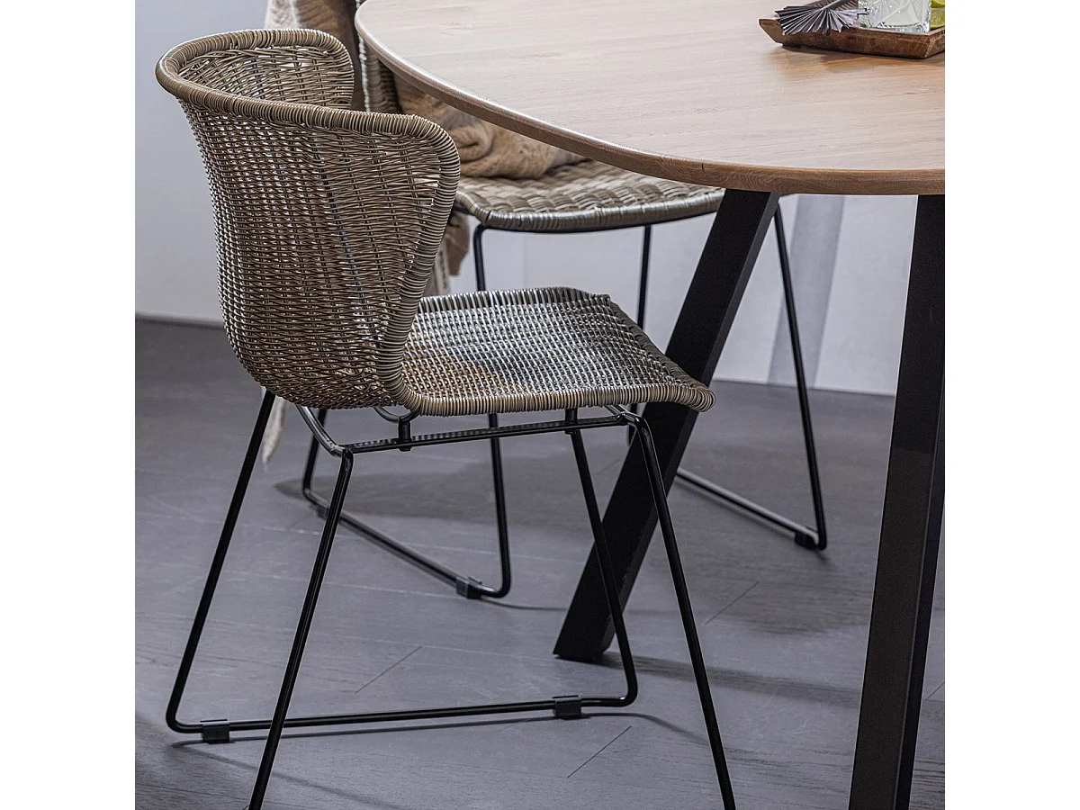 Wings - Lot de 2 chaises indoor/outdoor en résine tressée - Couleur - Gris clair