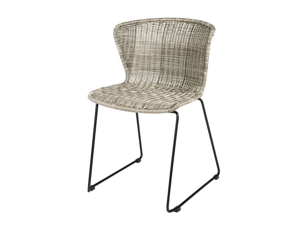 Wings - Lot de 2 chaises indoor/outdoor en résine tressée - Couleur - Gris clair