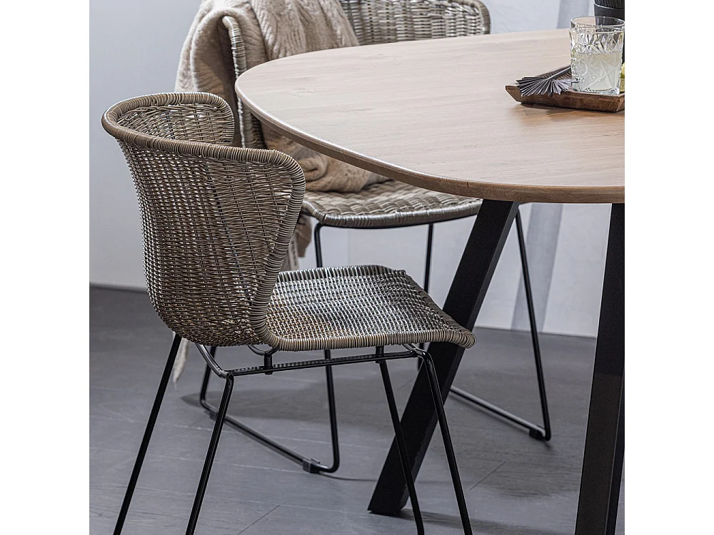 Wings - Lot de 2 chaises indoor/outdoor en résine tressée - Couleur - Gris clair