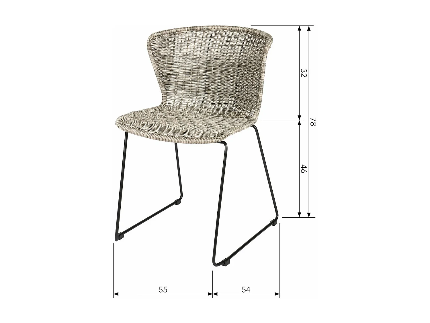 Wings - Lot de 2 chaises indoor/outdoor en résine tressée - Couleur - Gris clair