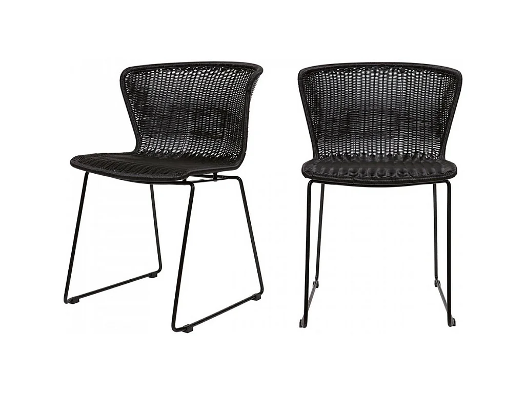 Wings - Lot de 2 chaises indoor/outdoor en résine tressée - Noir