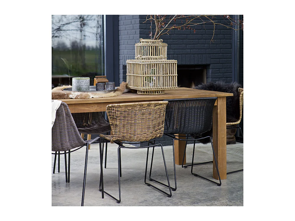 Wings - Lot de 2 chaises indoor/outdoor en résine tressée - Noir