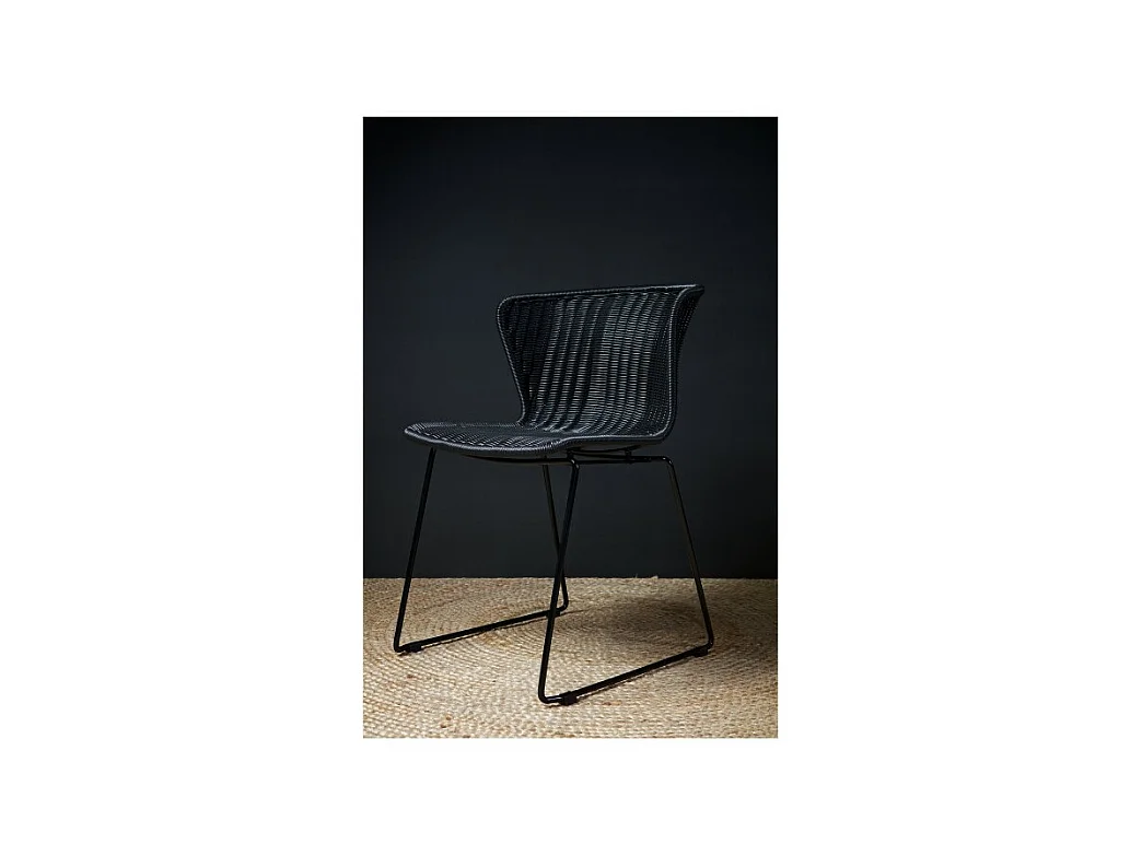 Wings - Lot de 2 chaises indoor/outdoor en résine tressée - Noir