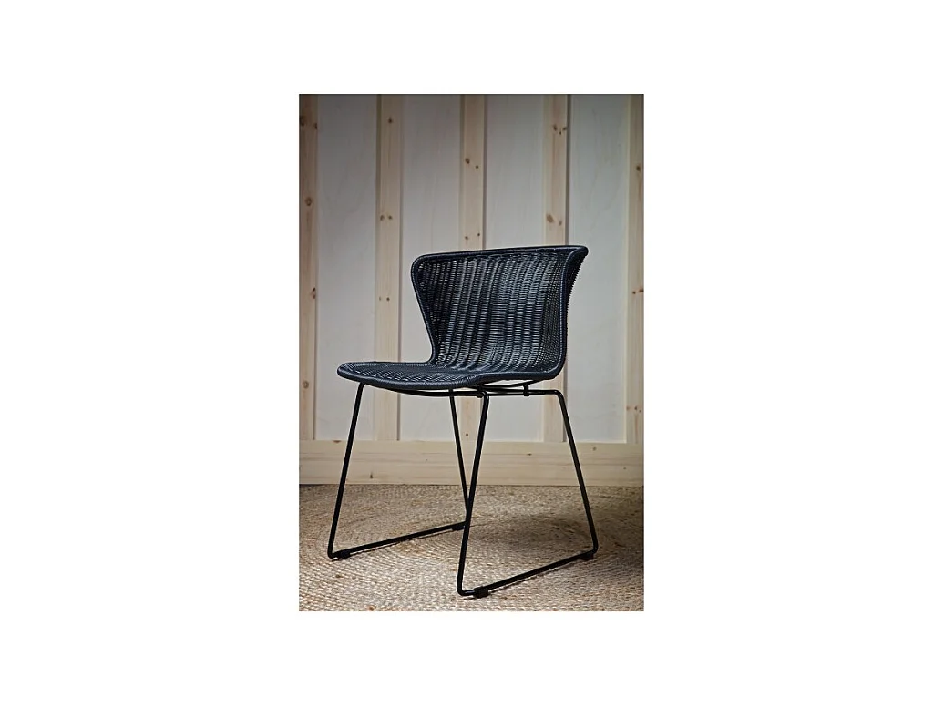 Wings - Lot de 2 chaises indoor/outdoor en résine tressée - Noir