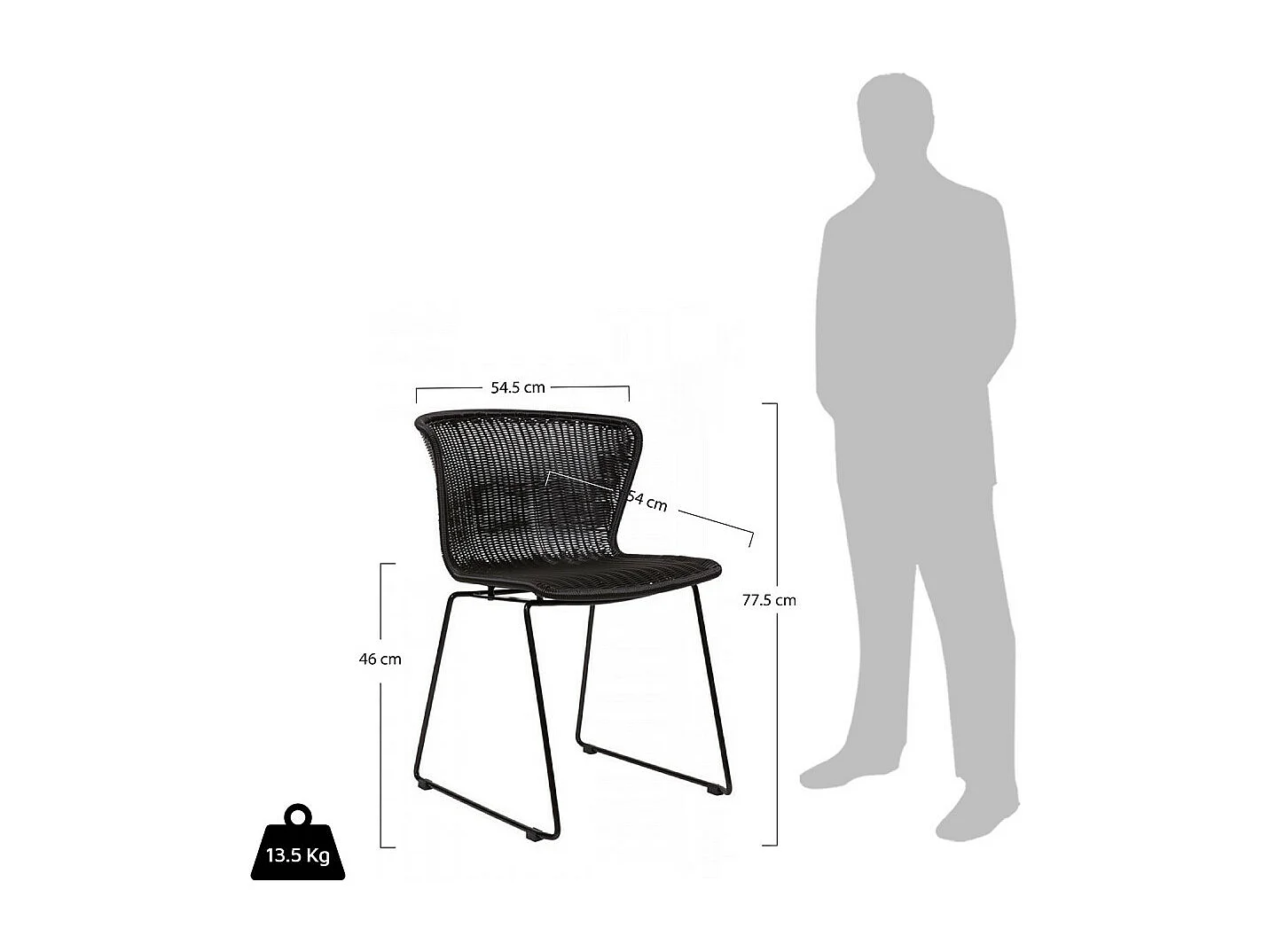 Wings - Lot de 2 chaises indoor/outdoor en résine tressée - Noir