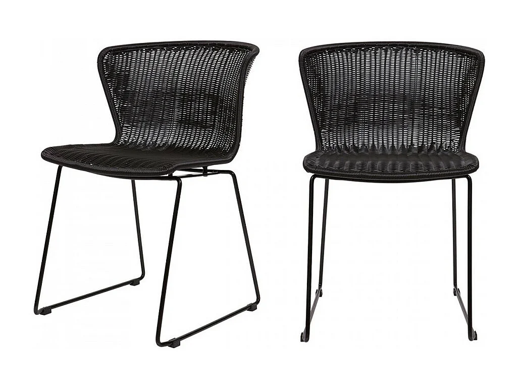 Wings - Lot de 2 chaises indoor/outdoor en résine tressée - Noir