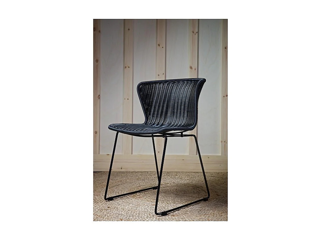 Wings - Lot de 2 chaises indoor/outdoor en résine tressée - Noir