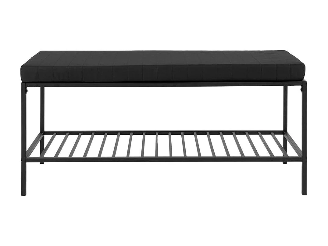 Banc Avery avec étagère et coussin Noir