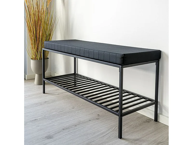 VITA zwarte metalen bank met kussen en plank