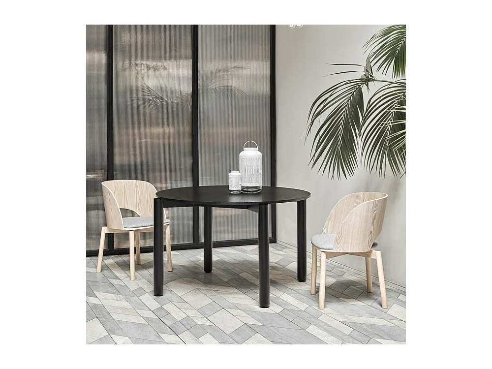 Atlas - Table à manger 4 personnes ronde en bois - Noir