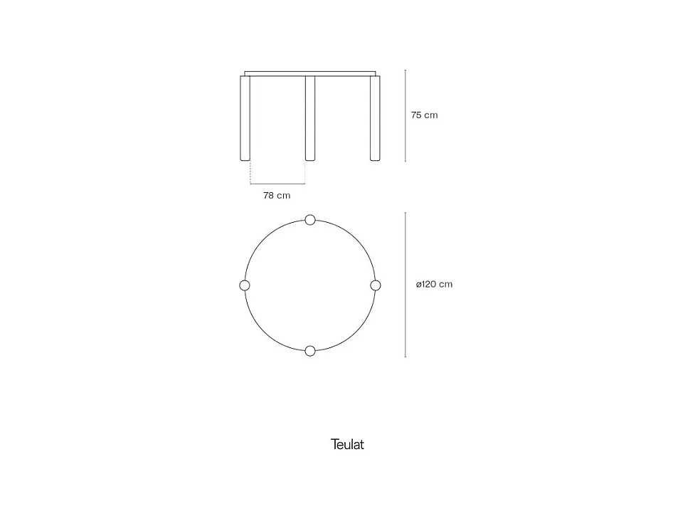 Atlas - Table à manger 4 personnes ronde en bois - Noir