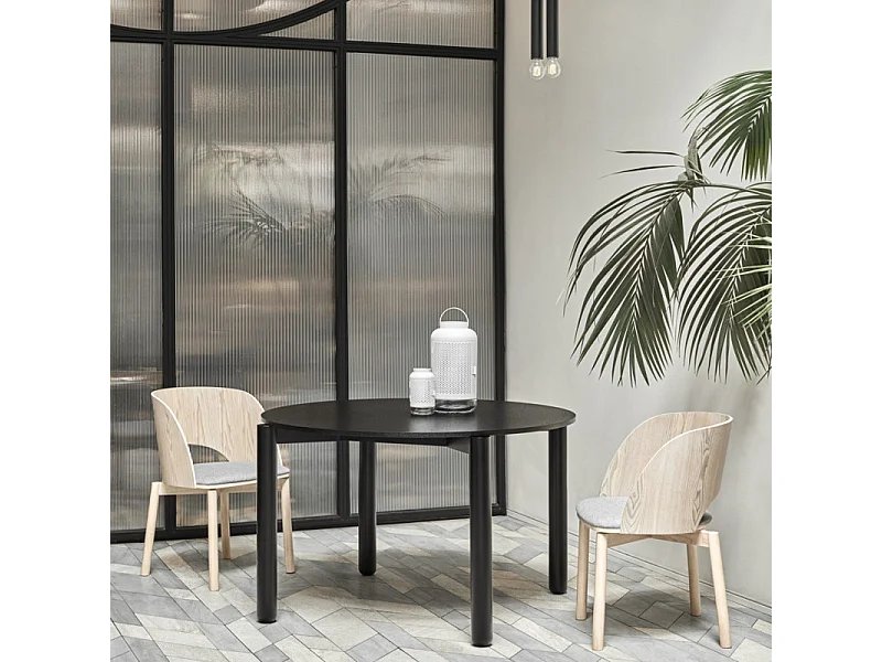 Atlas - Table à manger 4 personnes ronde en bois - Noir