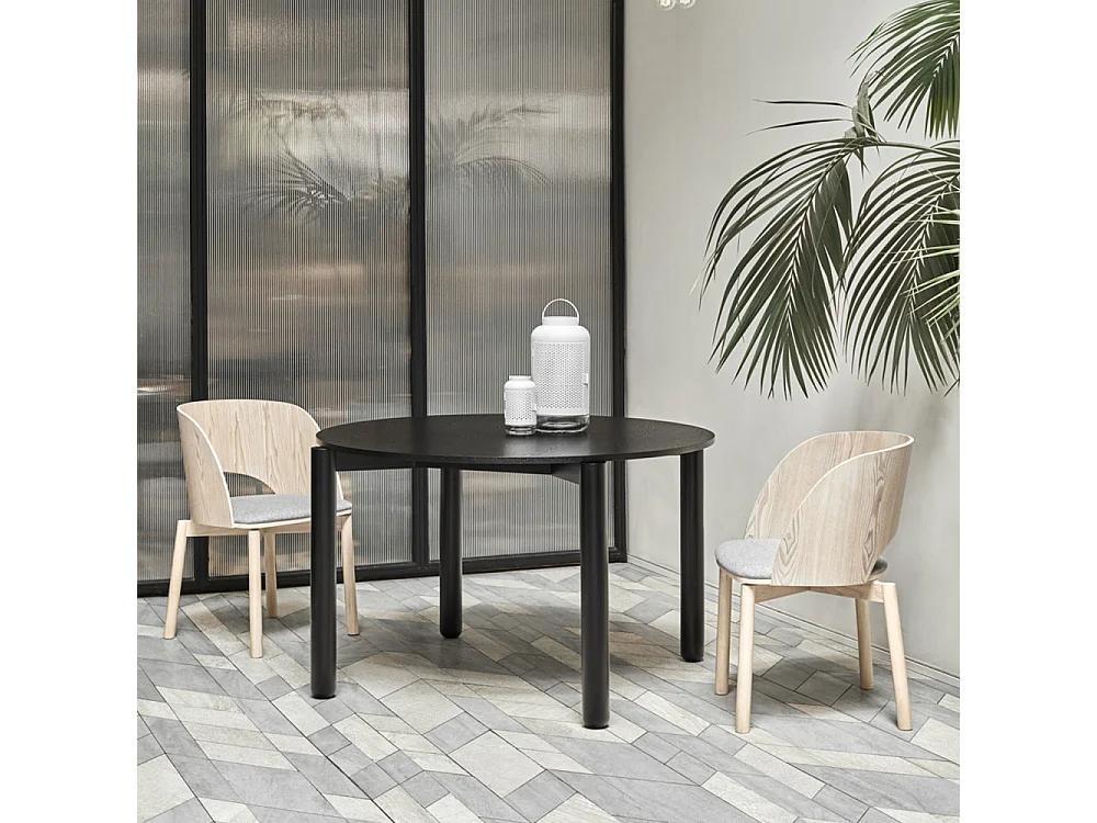 Tavolo tondo 4 posti in legno nero Ø120 cm