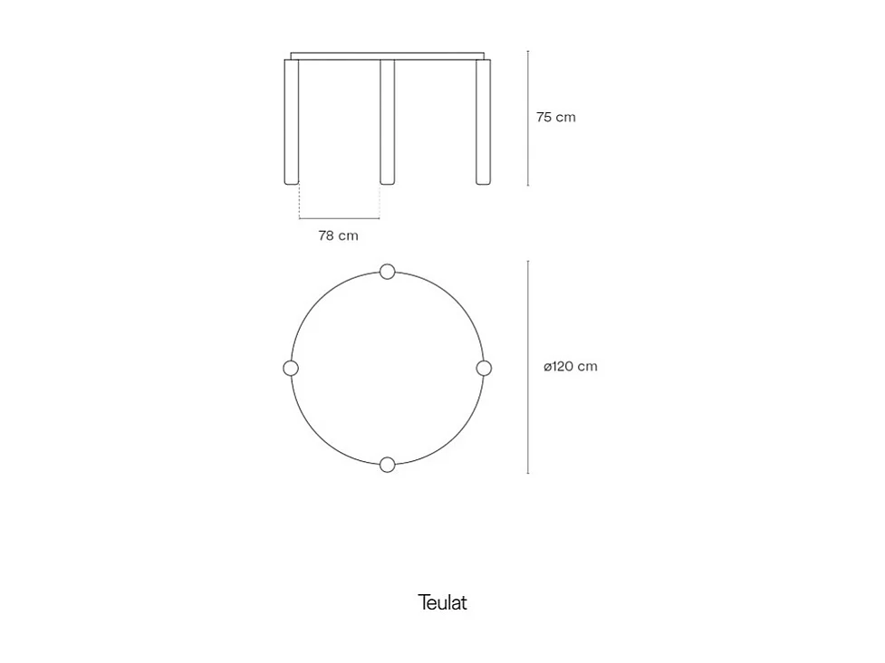 Tavolo tondo 4 posti in legno nero Ø120 cm