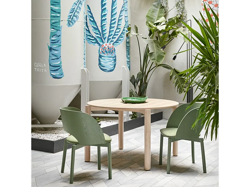 Tavolo tondo 4 posti in legno naturale Ø120 cm