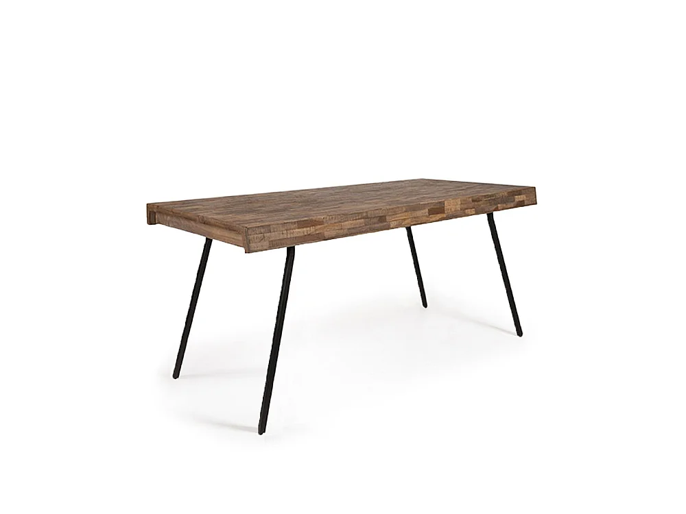 Suri - Table à manger 6 personnes en teck recyclé et métal - Couleur - Bois
