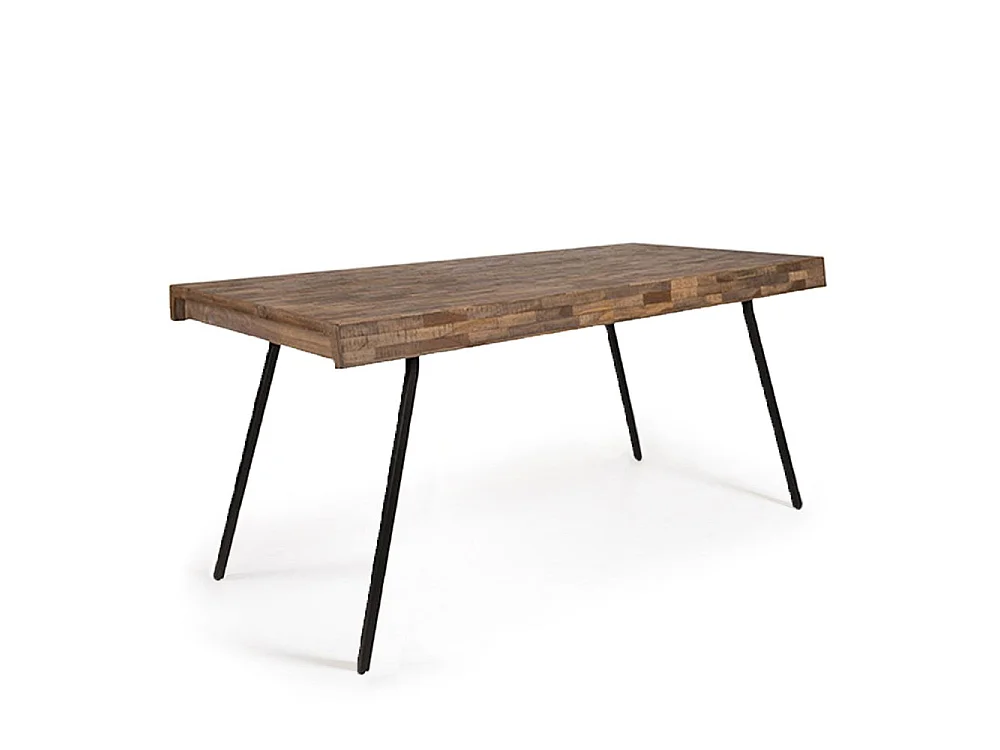 Suri - Table à manger 6 personnes en teck recyclé et métal - Couleur - Bois