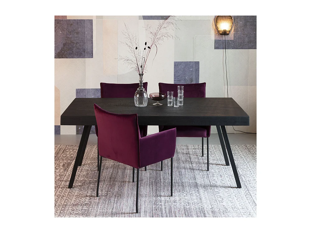 Suri - Table à manger 6 personnes en teck recyclé et métal - Noir