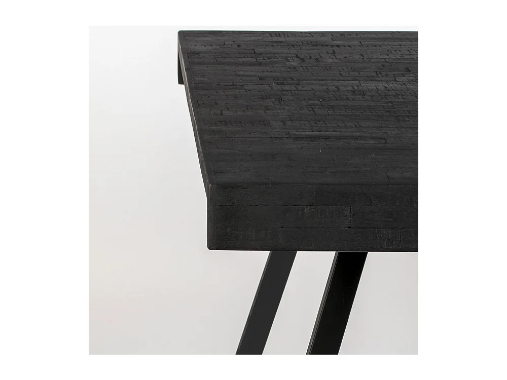 Suri - Table à manger 6 personnes en teck recyclé et métal - Noir