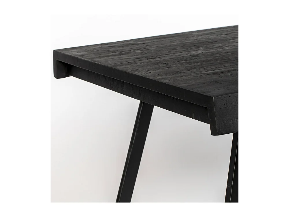 Suri - Table à manger 6 personnes en teck recyclé et métal - Noir