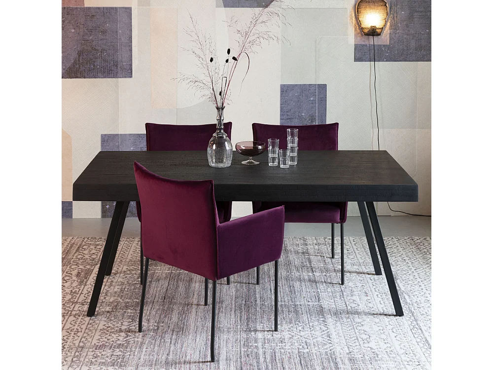 Suri - Table à manger 6 personnes en teck recyclé et métal - Noir