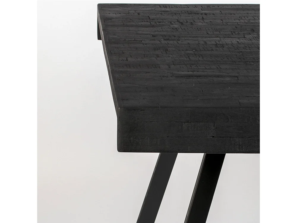 Suri - Table à manger 6 personnes en teck recyclé et métal - Noir