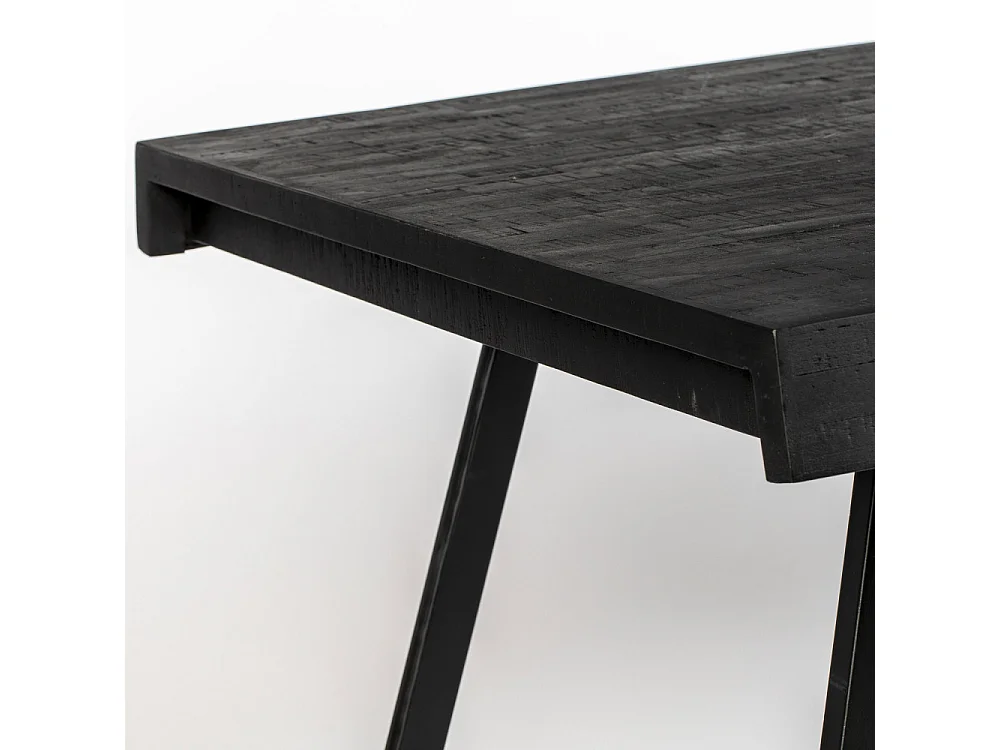 Suri - Table à manger 6 personnes en teck recyclé et métal - Noir