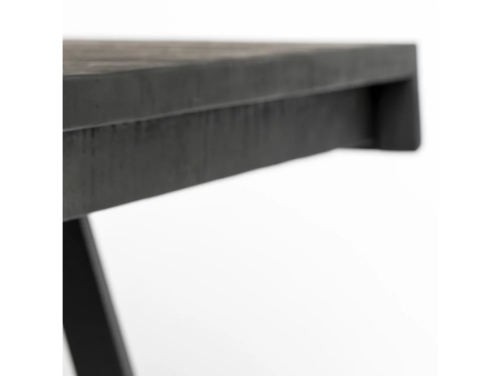 Suri - Table à manger 6 personnes en teck recyclé et métal - Noir