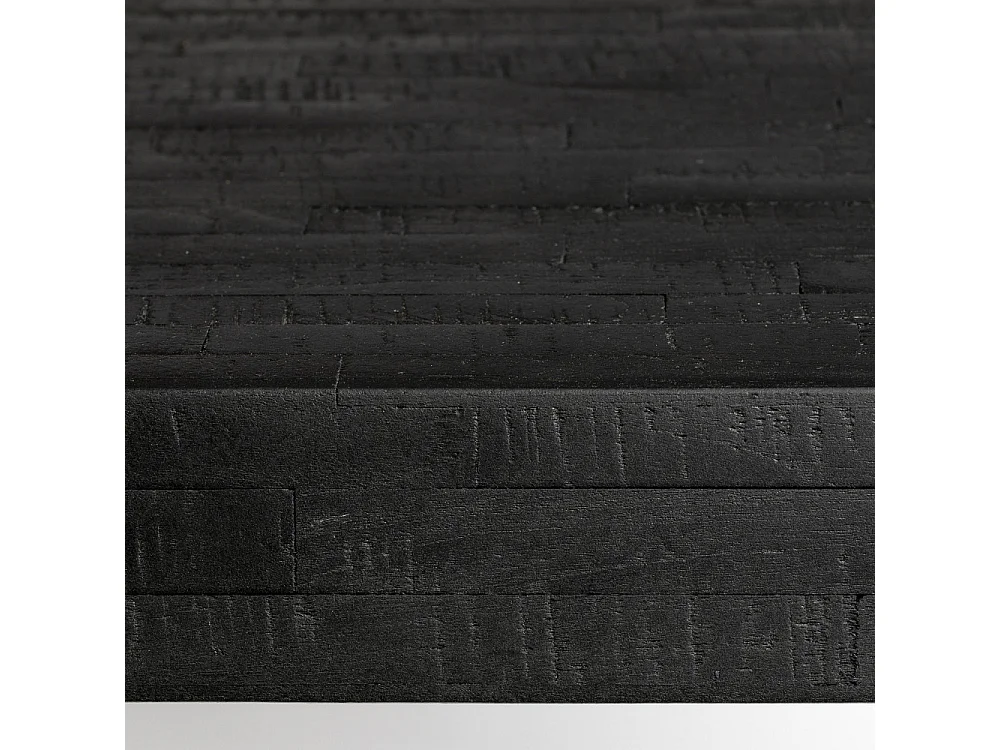 Suri - Table à manger 6 personnes en teck recyclé et métal - Noir